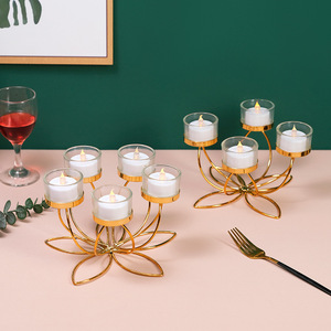 Stile nordico colore <span class=keywords><strong>oro</strong></span> metallo loto a forma di candelabro Art candelabro centrotavola per la decorazione della casa festa di nozze <span class=keywords><strong>portacandele</strong></span> - Product Image 6