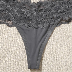 Mutandine di pizzo trasparente Sexy da donna americana biancheria intima <span class=keywords><strong>perizoma</strong></span> alla moda di tutti i giorni con modello personalizzato <span class=keywords><strong>perizoma</strong></span> tinta <span class=keywords><strong>in</strong></span> tinta unita Lingerie - Product Image 2