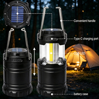 Lampe de camping solaire COB LED, pliable, portable, lampe d'urgence, montage sur crochet, éclairage pour l'alpinisme, piles AAA non incluses