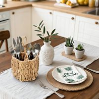Suporte para utensílios em jacinto d'água, ideal para cozinha, sala de jantar e mesa, uma cesta de armazenamento para mesa.