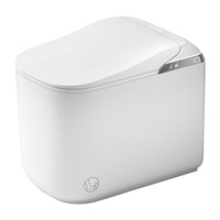 Siège de toilette chauffant sans rebord carré intelligent à capteur capacitif pour petit appartement, fonctionnement entièrement automatique, télécommande, lavage féminin