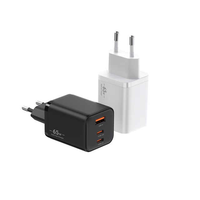 Factory OEM 65W GaN Charger Supports PD 3.0 USB-C and USB-A 2C1A 2C Single USB-C Fast Wall Charger for Laptop and Smart Phones