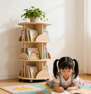 Étagère à livres rotative <span class=keywords><strong>pour</strong></span> enfants en contreplaqué de bouleau massif à 3 niveaux, écologique, mobilier moderne <span class=keywords><strong>pour</strong></span> la chambre d'enfant - Product Image 3