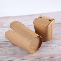 Boîte à nouilles en papier kraft jetable, imperméable, haut de gamme, écologique, avec laminage mat, emballage trapézoïdal pour nouilles et pâtes