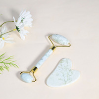 Rouleau de jade anti-âge et ensemble Gua Sha, masseur facial pour les yeux, le cou et le drainage lymphatique avec boîte cadeau magnétique de qualité supérieure Guasha