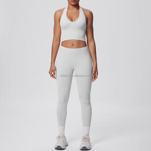 Fitness <b>Leggings</b> High Waist Seamless Long Sleeve 2 Piece Yoga Set Activewear Solid Workout Outfit Gym Fitness Sets for Women - Product Image 1