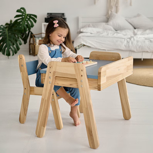 Meubles Montessori pour chambre d'enfant, bureau pour tout-petit, table et chaise en bois - Product Image 1