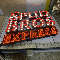 Letrero de Metal 3D Personalizado con Bombillas LED para Publicidad Interior y Exterior, Decoración de Centros Comerciales y Parques, Letreros Flexibles de Neón