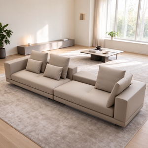 Sofá Seccional Modular con Reposabrazos, 3 Plazas, Chaise Longue, Cojín de Respaldo Suelto, Base de Plataforma Baja, Moderno, para Sala de Estar, Hotel, Villa - Product Image 1