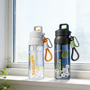 Bouteille d'eau en plastique transparente à large ouverture personnalisable 2026, style sportif, légère, avec bouchon <span class=keywords><strong>pour</strong></span> étudiants et salle de sport - Product Image 2