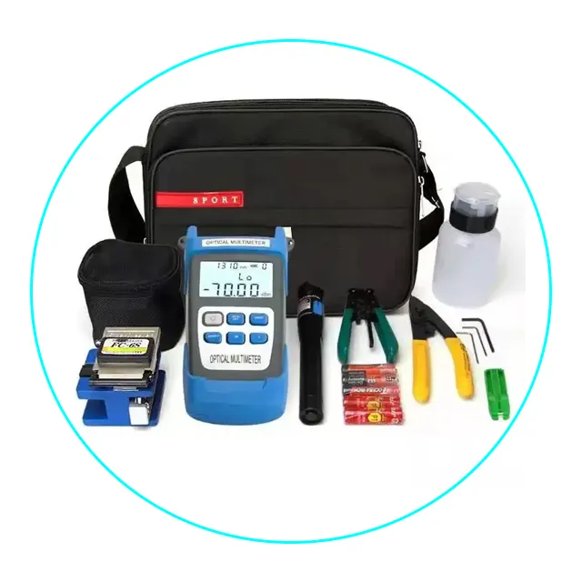 Kit de herramientas de fibra óptica FTTH medidor de potencia óptica, herramientas de prueba con localizador de fallos visuales, cortador de fibra