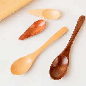 Creative Wooden Soup Coffee Spoon Dessert Fork Tableware With Wavy Long Handle