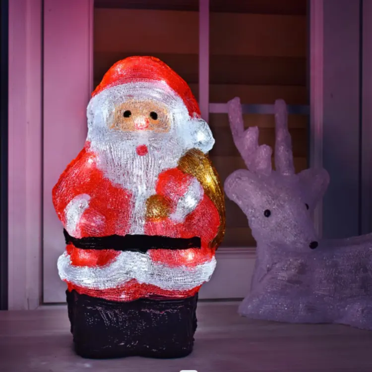 زينة عيد الميلاد من الأكريليك مخصصة لعام 2024 مع أضواء ليد مدمجة للكريسماس و سانتا كلوز لتزيين ساحة الفناء
