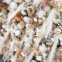 Bestseller 8ftx8ft 3D Künstliche Seidenblumenwand Braune Blumen- und Pflanzen-Hintergrundwand Graswand Pampasgras