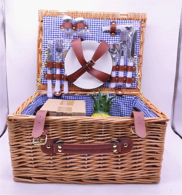 Antique Rattan Small 5 Inch Wicker Custom Handle Travel Cooler Gift Baskets Bamboo Bread Fruit Empty Round Hamper Picnic Basket
