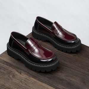 LeFou Thick-soled High-<b>Heeled</b> Shiny Finish Casual Autumn Shoes 2025 New Design Business Formal Large-<b>Heeled</b> Breathable Anti-Slip - Product Image 6