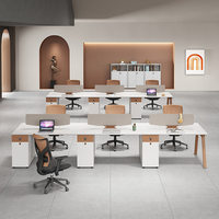 Poste de travail de bureau avec armoire à dossiers intégrée, système de bureau gain de place, solution de poste de travail modulaire durable pour 2, 4, 6 ou 8 personnes