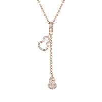 Collier ras du cou délicat porte-bonheur en argent sterling 925 avec zircon et pendentif gourde