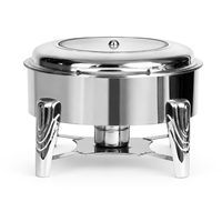 Chauffe-Plat Circulaire en Acier Inoxydable 6L pour Alcool, Présentoir Alimentaire Argenté de Luxe pour la Restauration