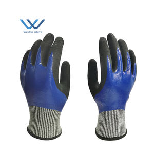 قفازات عمل مقاومة للماء للبيع بالجملة، قفازات واقية من السكاكين بقبضة ممتازة، قفازات أمان مزدوجة الطلاء مقاومة للزيت والقطع من المستوى 5 - Product Image 4