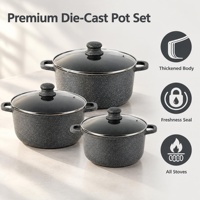 Casserole en aluminium avec revêtement antiadhésif en marbre pour la maison, l'hôtel, le restaurant, OEM ODM, ensemble de cuisine personnalisé