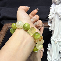 Bracelet en or avec perles cubiques de 12 mm en jade Xiu vert prune naturel et cristal jaune, style minimaliste et frais, design original