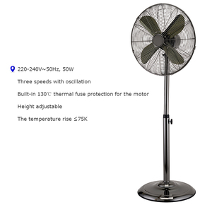 Cheapest Price 3 Speeds 220v <strong>Silver</strong> Electric High Speed Retro Home Industrial Metal Blade Standing 16inch Pedestal <strong>Fan</strong> - Product Image 2