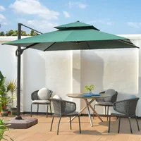 Furnitur Luar Ruangan Payung Matahari Taman Pantai Luar Ruangan Lipat Menggantung Payung Led Cahaya Teras Payung