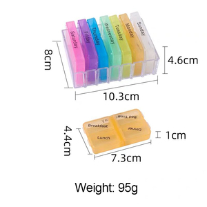 ขายส่ง7วันยาออแกไนเซอร์กล่องยาAM PMกระเป๋าที่ถอดออกได้กล่องยาพลาสติก - Product Image 1