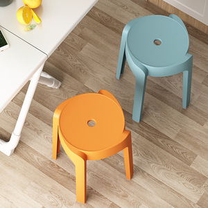 Nordic Style Round Plastic <b>Stool</b> Thickened Stackable Home Chair High <b>Stool</b> - Product Image 4