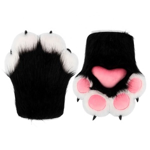 New Sale Halloween Cosplay Costume Accessories Faux Fur Furry Animal Paws <strong>Gloves</strong> Fursuit Fox Wolf Cat <strong>Claw</strong> <strong>Gloves</strong> - Product Image 4
