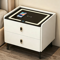 Petite table de chevet avec serrure intelligente à empreintes digitales, style moderne, en bois massif, avec tiroir