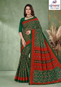 Sari traditionnel en coton Ajmera imprimé, élégant, doux, stylé, collection de mode ethnique, séchage rapide, pour femmes, mariage, toutes occasions - Product Image 5