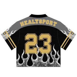 Diseño personalizado recortado Boxy Fit cuello en V camisetas hombres sublimación Vintage fútbol Jersey Unisex secado rápido camiseta - Product Image 4