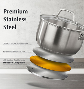 Ensemble de casseroles en acier inoxydable antiadhésif de qualité supérieure avec logo personnalisé, casseroles détachables de luxe, couvercles en verre pour cuisinière à gaz, pour la cuisine à domicile - Product Image 4