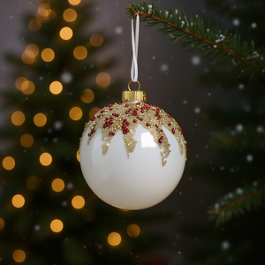 Adorno Navideño de Cristal D0100HRSXTX, Bola de Navidad de 3.9 Pulgadas, Adorno Decorativo para Colgar en el Árbol, Estilo Clásico, Pintado a Mano, Hecho a Máquina - Product Image 2