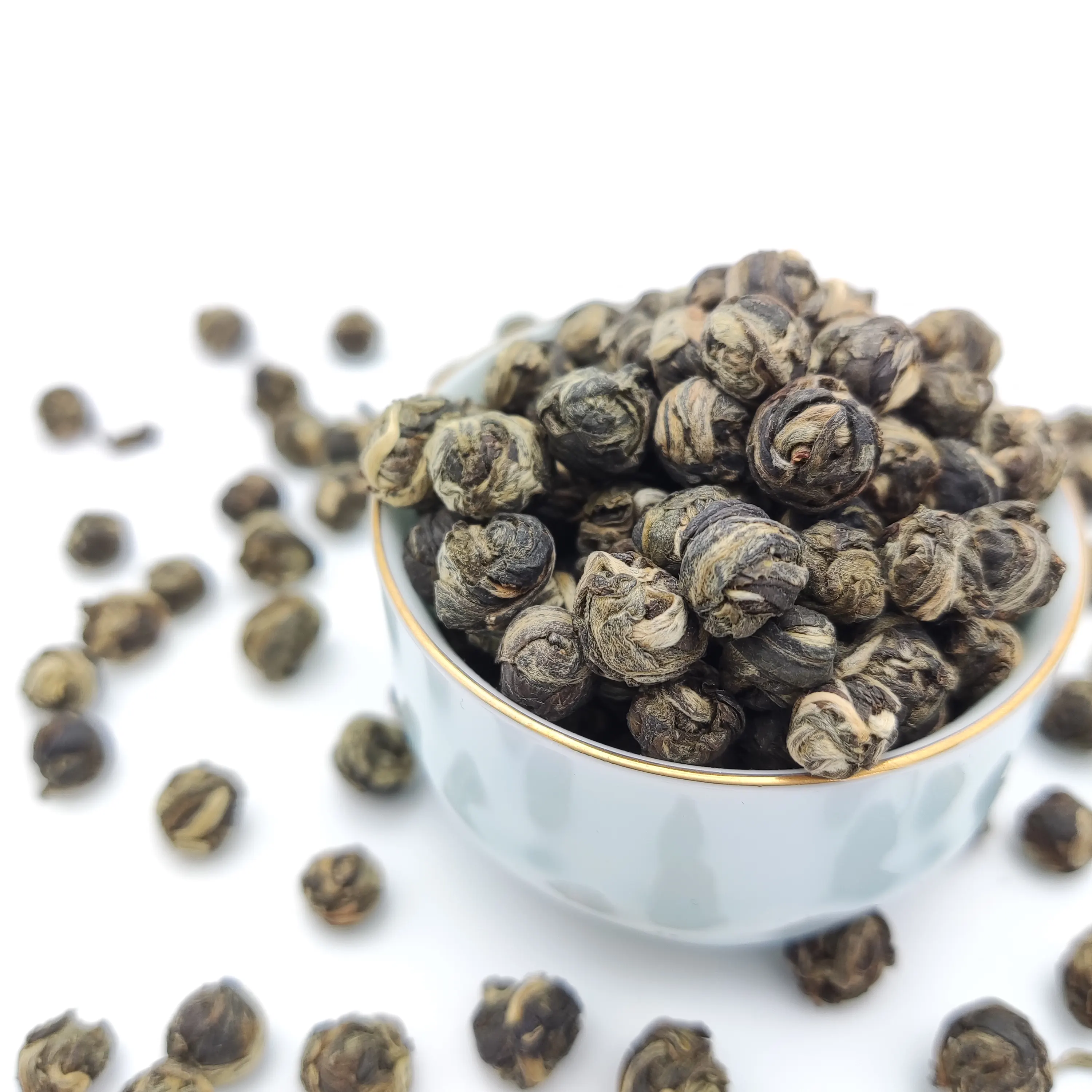 Chinese Wholesaler superior organic Dragon Pearl guanxi longzhu EU standard Jasmine green tea
