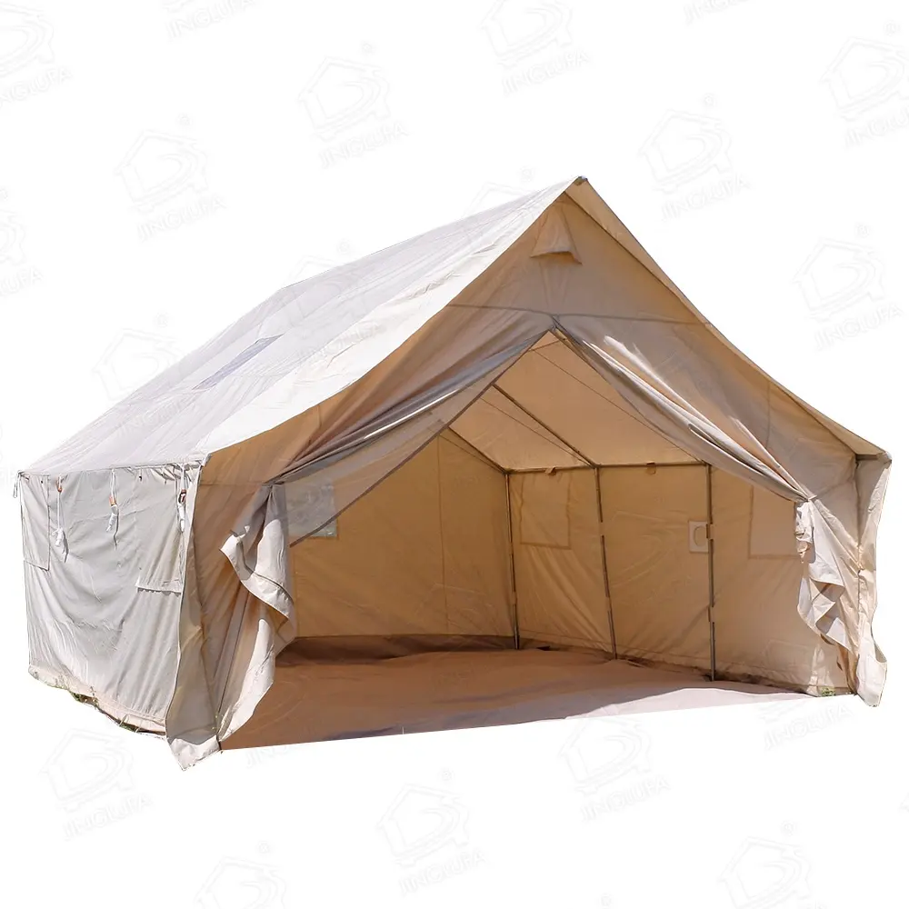 Waterdichte Draagbare Zware Frame 4 Seizoen Groen Canvas Outdoor Vluchtelingenhulp Familie Camping Tent Te Koop