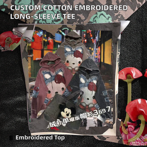 เสื้อยืดแขนยาวแบบปักลายตัวอักษรทรงหลวมลำลองสำหรับฤดูใบไม้ผลิฤดูร้อน0432ผลิตตามสั่ง - Product Image 3