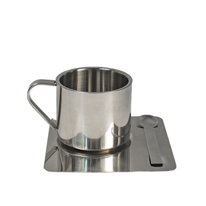 Juego creativo de tazas de café de acero inoxidable, platillo Simple, taza de té de agua y leche, producto de Metal para la escuela - Product Image 1