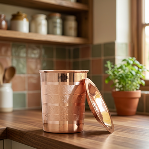 Vaso de Cobre con Tapa, Metal Chapado en Oro Sólido, Diseño Minimalista, Vajilla para Bebidas - Product Image 3