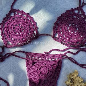 ชุดบิกินี่โครเชต์ถักนิตติ้งสำหรับผู้หญิงแบบ 2 ชิ้น สายวี ไหล่เดียว แห้งเร็ว บราดันทรง ชุดว่ายน้ำหรูหรา เซ็กซี่ เหมาะสำหรับอาบแดด - Product Image 4