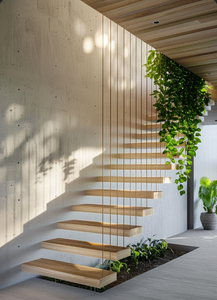 Escalera de banda de rodadura de <span class=keywords><strong>madera</strong></span> de <span class=keywords><strong>barniz</strong></span> transparente, <span class=keywords><strong>escaleras</strong></span> rectas flotantes, diseños de <span class=keywords><strong>escaleras</strong></span> interiores personalizados - Product Image 6