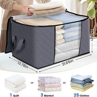 Lot de paniers de rangement pliables écologiques en tissu non tissé avec poignées renforcées pour vêtements, couvertures et édredons