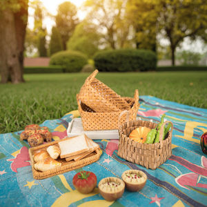 Cesta de Frutas de Rattan Japonês Personalizada, Cesta de Armazenamento de Bambu Trançado com Flores Feitas à Mão, Presente para Amigos e Família - Product Image 3