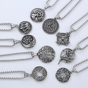 เทรนด์วินเทจผู้ชายสแตนเลสสไตล์พังก์ต้นไม้แห่งชีวิตข้ามฮิปฮอปสร้อยคอจี้โซ่ยาว - Product Image 2