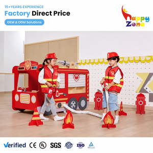 Juego de Simulación de Bombero Personalizado al por Mayor para Parque de Diversiones Interior con Camión de Bomberos de Fibra de Vidrio y Madera para Jardín de Niños - Product Image 1