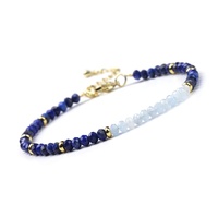 Bracelet de perles en pierre naturelle facettées Cliobeads Mix 3x4mm (Malachite, Sodalite, Grenat, Aigue-marine, Améthyste) avec fermoir en laiton