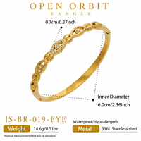 Bracelet jonc en acier inoxydable 316L plaqué or 18 carats avec zircone cubique transparente en forme de cœur et d'œil, bijoux à charnière pour femmes