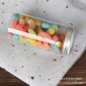Manufacturer supplies 55*120 aluminum cap transparent <b>plastic</b> bottles, PET <b>plastic</b> <b>jars</b>, herbal tea and food packaging <b>jars</b>, - Product Image 2